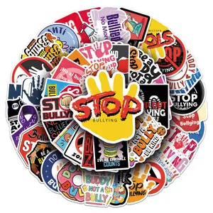 100sheets two sets of repetitive anti-bully inspirational stickers refuse violence positive energy decoration cartoon creative diy stickers