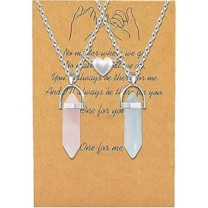 BloomWish S Couple Necklaces Crystal Necklace Boyfriend and Girlfriend Necklace Heart Matching Necklace for Couples Valentines Jewelry Gifts for Women Men