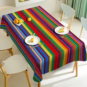 Rainbow Stripe Tablecloth, Bohemian Style for Dining Room, Living Room, Party