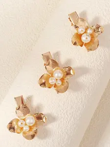 Set of 3 Flower Hair Clips, Metal Side Clip Accessories for Women, For Girls, Simple Daily Summer Photo Shoot Makeup Set