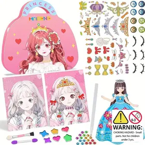 DIY Princess Dress Sticker Diamond Arts Colorful Painting Kit, 1 Set DIY Diamond Arts Colorful Painting Kit, DIY Decorative Art Picture for Beginner, Handcraft