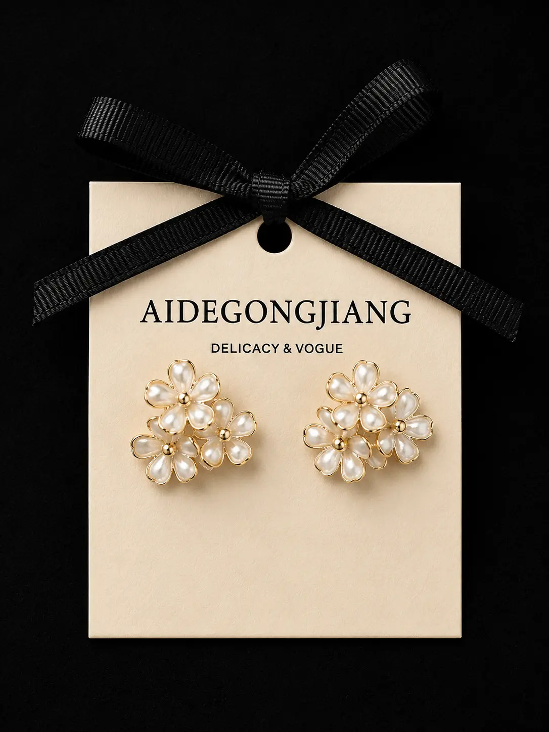 Floral Pearl Stud Earrings | Gold Tone Flower Earrings | Elegant Blossom Earrings | Feminine Statement Jewelry |