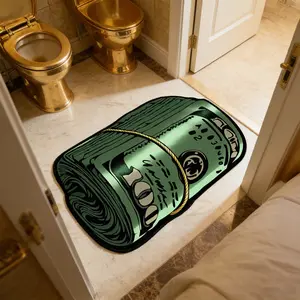 Dark Creative Money Print Carpet, Soft Velvet Material Area Rug, Fun Home Decor for Bedroom & Living Room, Unique Gift Idea for Him, Home Decorative Rugs