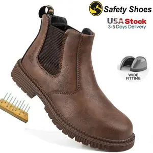 Steel Toe Work Boots for Men Slip-on Boots Men's Industrial Construction site Shoes Waterproof Lightweight Comfortable Non-slip Safety Boots lifesaver boots protective indestructible footwear zapatos puntadeacero