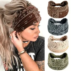 4 Pack Wide Boho Headbands for Women Fashion Knotted Headband Running Sports, Yoga Hair Accessories African Head Wrap For Daily Use