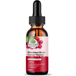 Amazing Botanicals Organic Hawthorn Berry Extract Tincture - 3000mg Strength, Lab-Tested Organic Berries, Healthcare Edible Dietary Supplement, Immunity Support, Natural Wellness | 30ml/1oz, Botanical