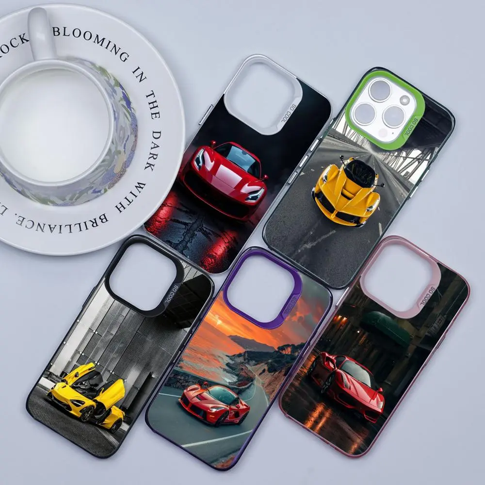 F-Ferrari Phone Case For iPhone 17 16 15 14 13 12 11 Pro Max Plus Phone Case, Multi-Tone Metallic Finish Effect, Flexible TPU Material, Slim Shockproof Protective Cover, Scratch and Fingerprint Resistant