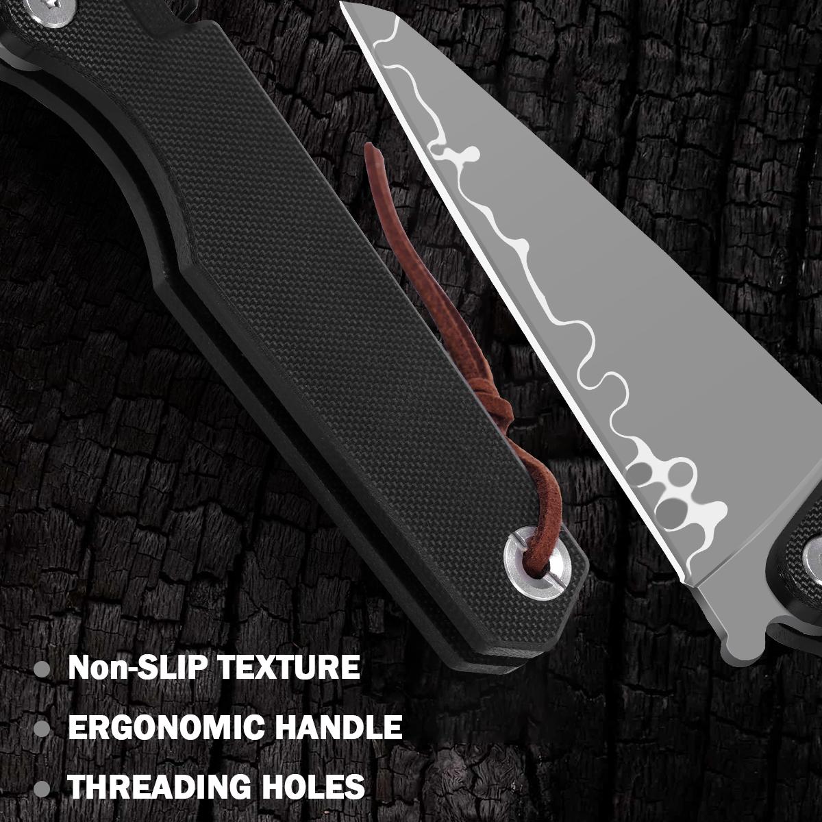 Black Tactical Folding Survival Knife