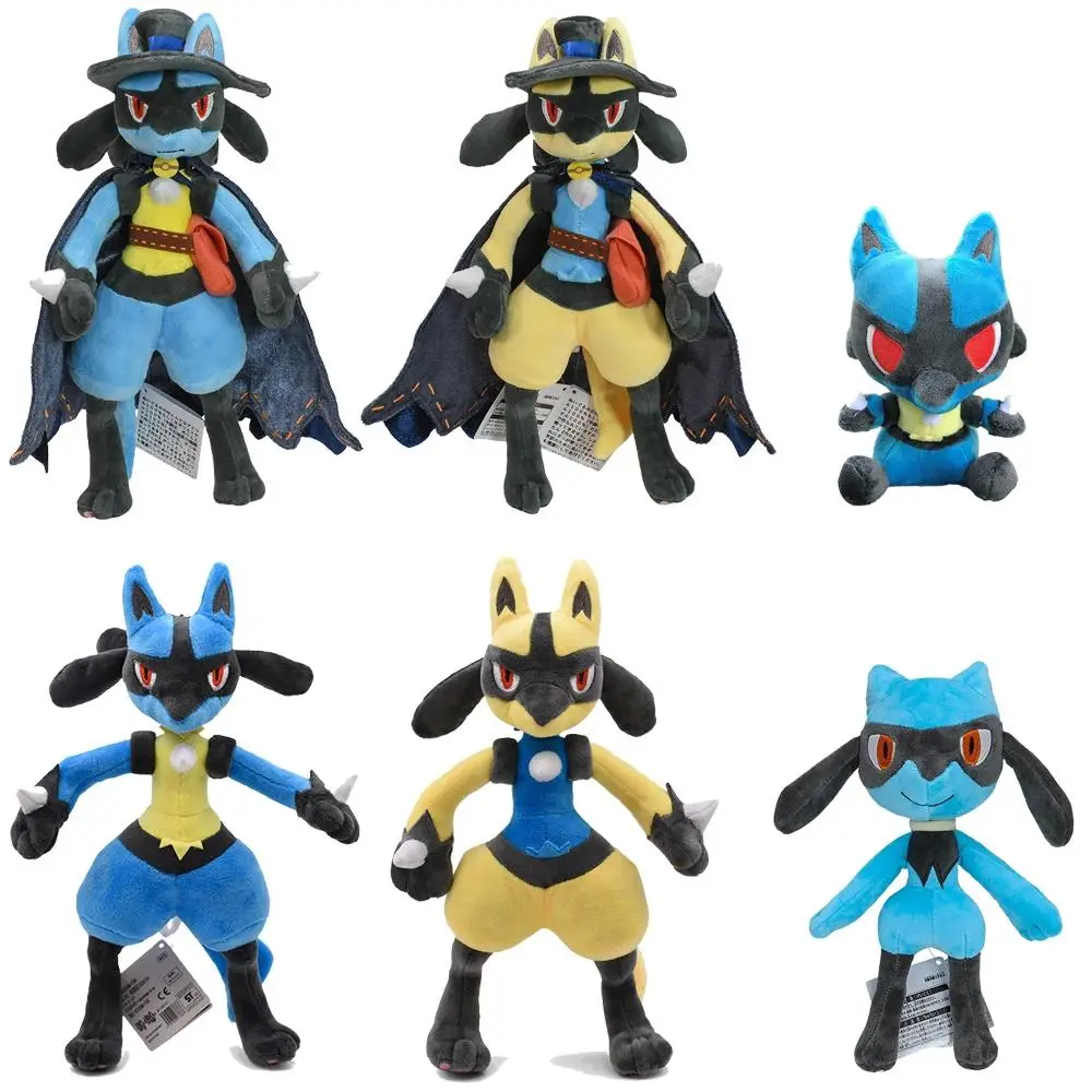 Pokemon Shiny Lucario-Riolu Soft PP Cotton Stuffed Toy Mascot Figure, 12in/30.5cm & 6.5in/16.5cm Cartoon Doll, Kids’ Favorite Halloween Gifts, As the Variation Picture's Plush Toy, Contact Us Anytime