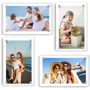 4 x 6 Picture Frames for Fridge 4 Pack, Acrylic Fridge Frames for Photo Postcard Office Home Decor