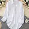 Women's Elegant Casual Business Long Sleeve Fitted Shirt, Versatile Mid-Length Button Front Blouse, Button Closure Top, Perfect for Spring & Fall