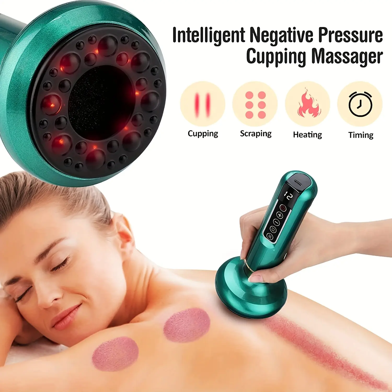 12 Level Electric Rechargeable Cordless Body Gua Sha Scraping Massager - Vacuum Cupping Massager - Perfect For Halloween, Christmas And Birthday Gifts