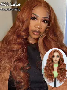 Lehanhair 24 Inch Ready-To-Wear Glueless Lace Frontal Wigs, Synthetic Heat-Resistant Hair, Pre-Plucked Pre-Cut Hairline For Beginners, 6x4 Body Wave Lace Front Wigs, Natural Hairline for Daily Use, Halloween and Christmas