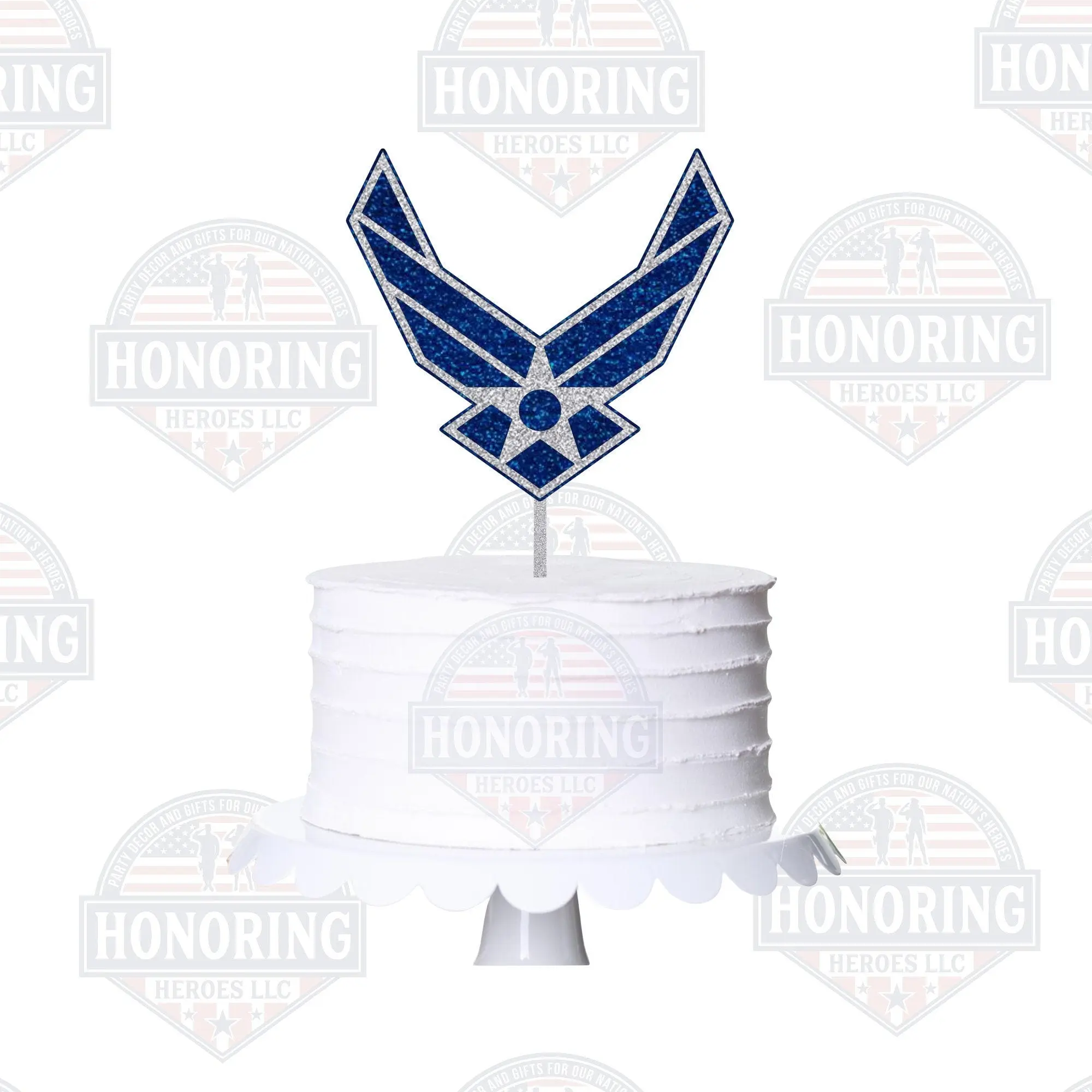 Air Force Wing Cake Topper, Glitter Cardstock Centerpiece NO SHED!