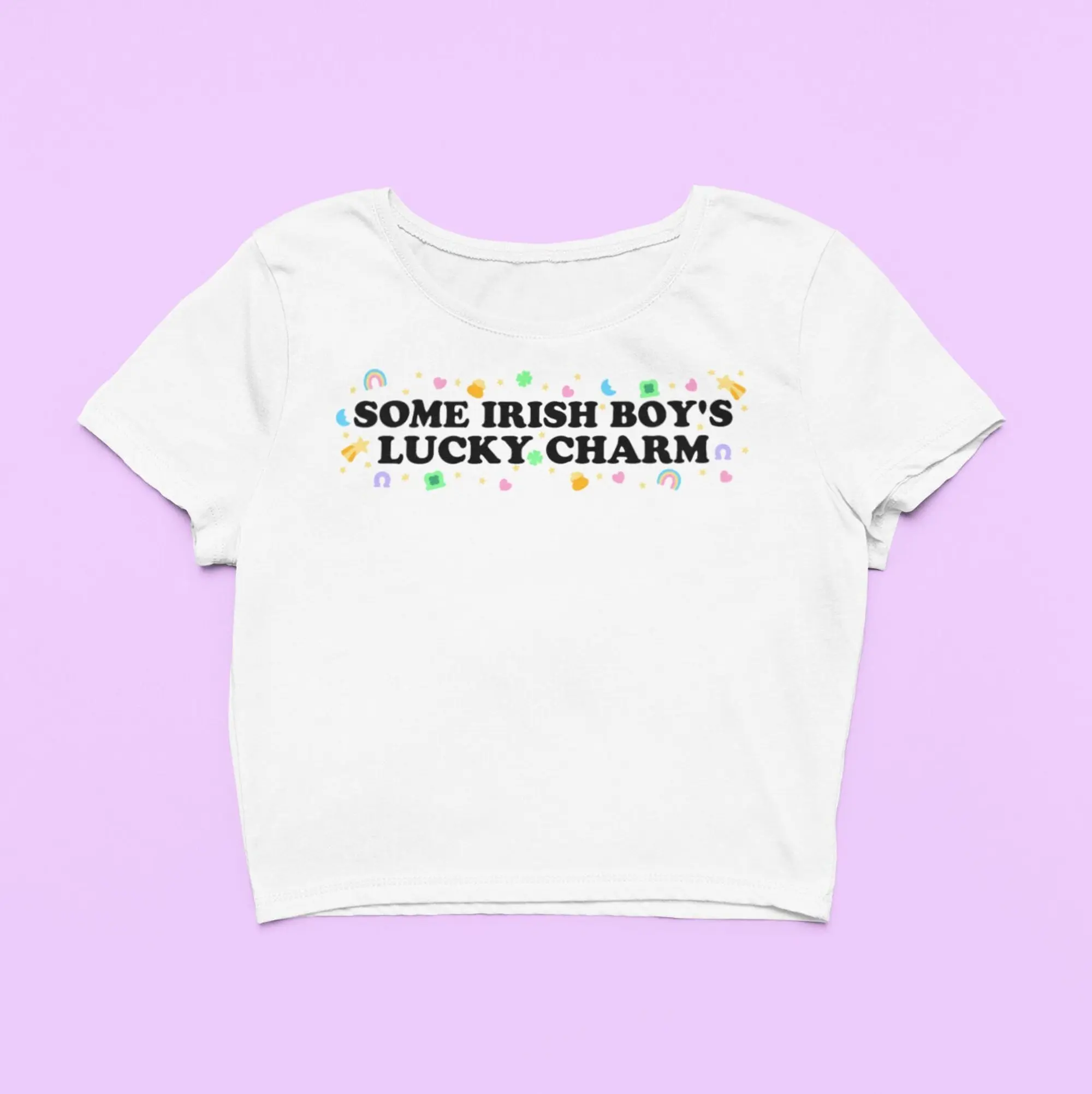 [Sale Up To 50%] Cute Charms Shirts Magically Delicious Lucky Shirt, Fitted Graphic Top, Y2K Baby Tee, Clover Gift For Girlfriend St Patricks Day Gift