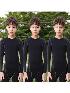 T-Shirt Youth Boys Compression Thermal Shirt Boys&Girls Long Sleeve Quick Dry Fleece Undershirt Soccer Kids Baseball Football Base Layer Practice Athletic Tracksuit Athletic Outfits All Seasons 4-way Stretch Fabrication Quick Dry Moisture-wicking Material