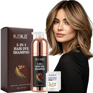 Instant Light Brown Hair Dye Shampoo 200ml– 5-in-1 Natural Hair Coloring & Care for Gray Coverage, Herbal Ingredients, Semi-Permanent Color for Men & Women, Travel-Friendly & Convenient (6.67 Fl Oz)