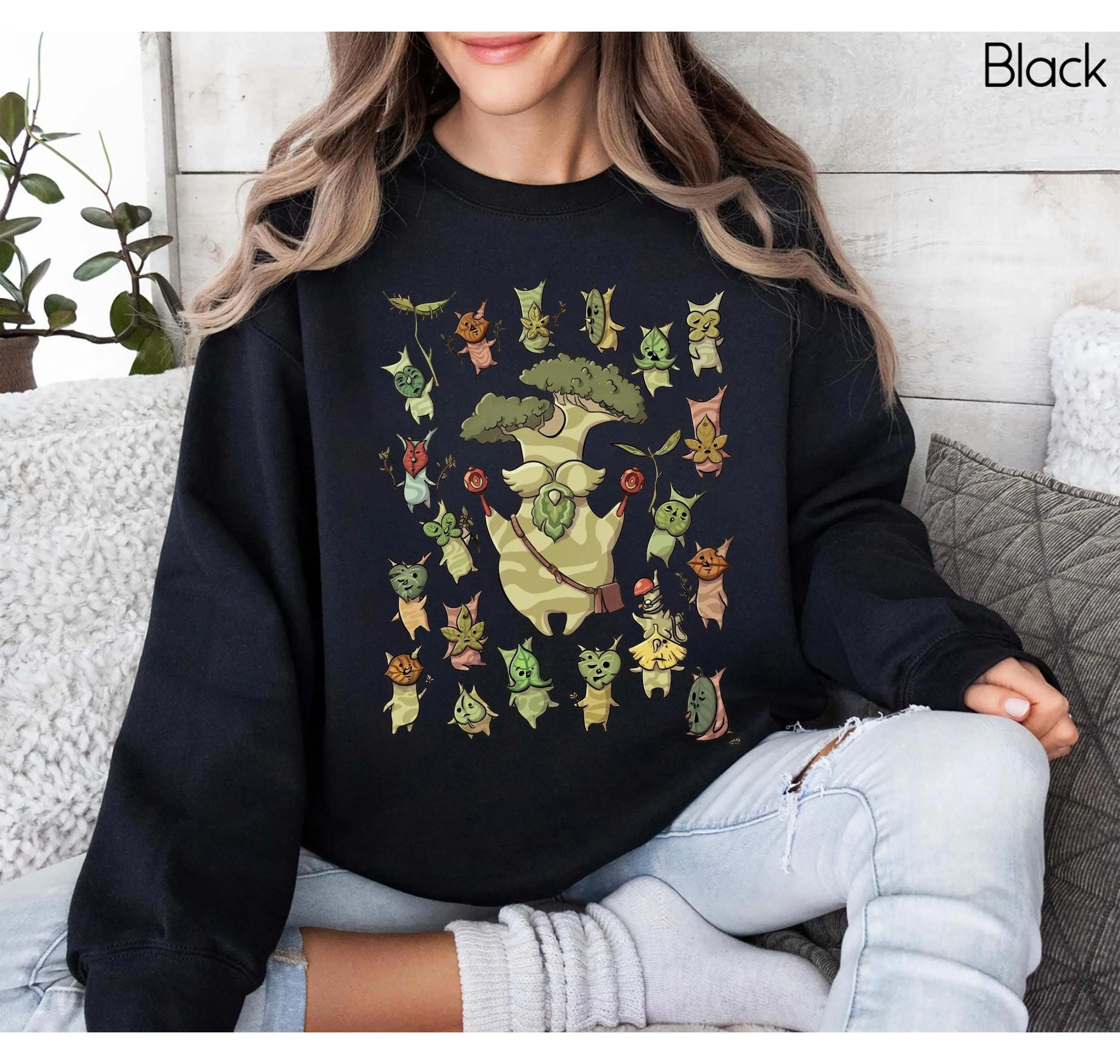 Zelda Korok Sweatshirt, Breath of The Wild Hylia Gift, Cute Korok Zelda Plant Sweater, Plant Lover Shirt, Floral Shirt, Gamer Gift