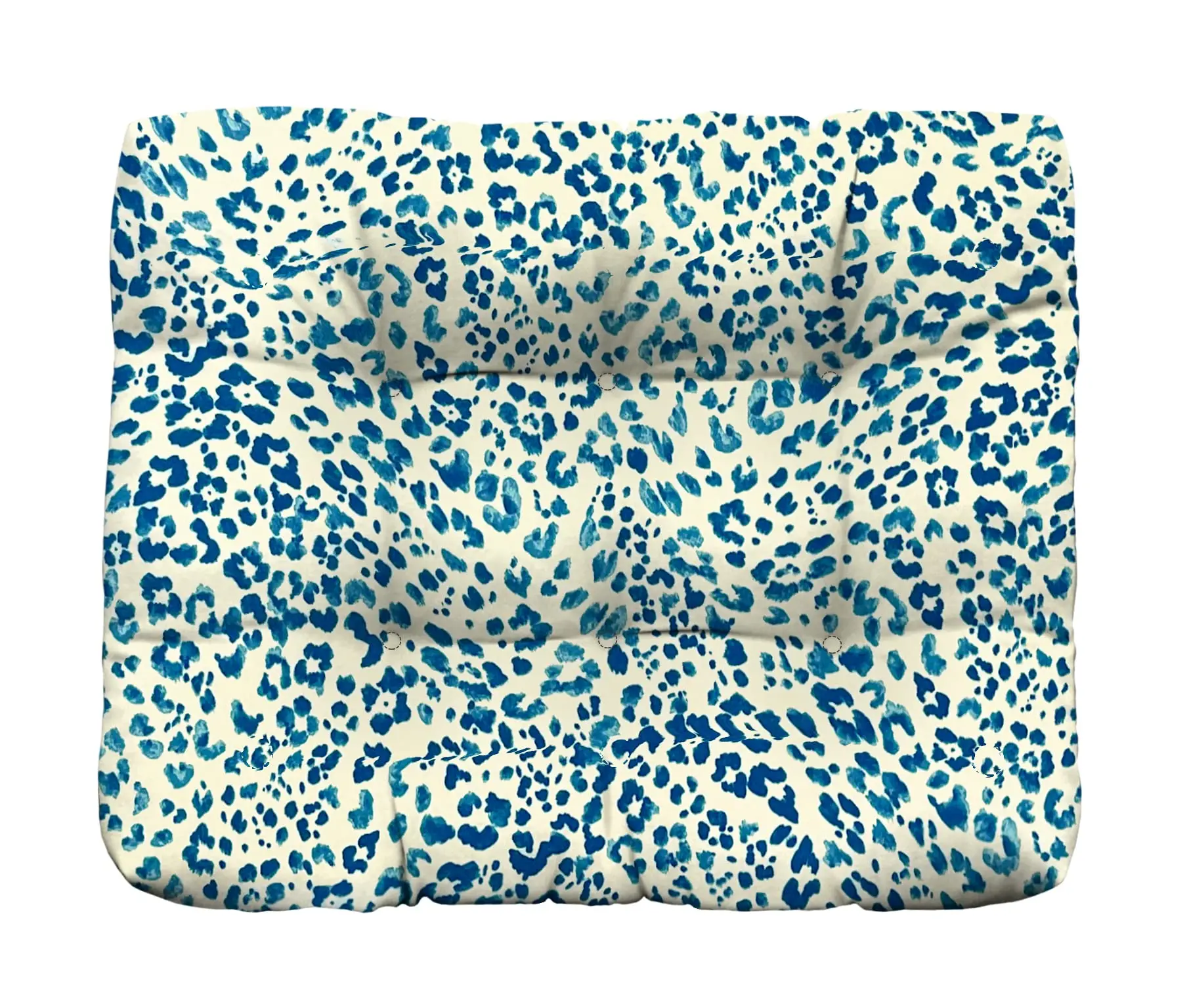 RSH Décor Sunny Spot Blue Tufted Ottoman Cushion 22x20 For Indoor Outdoor Use - Made in United States