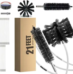 21  Dryer Vent Cleaning Brush Kit, Multi-Scene Durability Chimney Brush with Flexible Nylon Rod, Multi-Purpose lint Cleaning Brush for Drill,Chimneys, fireplaces, Ventilation ducts