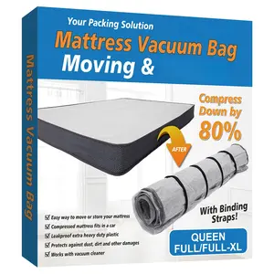 PIOK&GO Queen/Full/Full-XL Foam Mattress Vacuum Bag for Moving  Seal with Straps