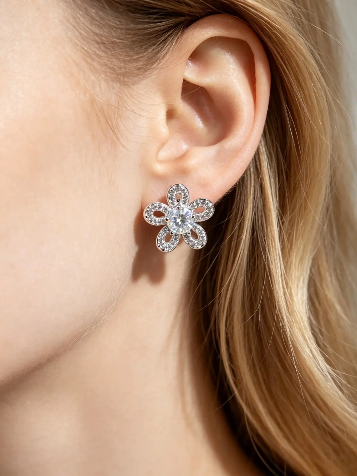 【ERMS-212】Flower earrings, female Moissanite diamond, sunflower, high-end, unique and beautiful 2026 new ear accessories