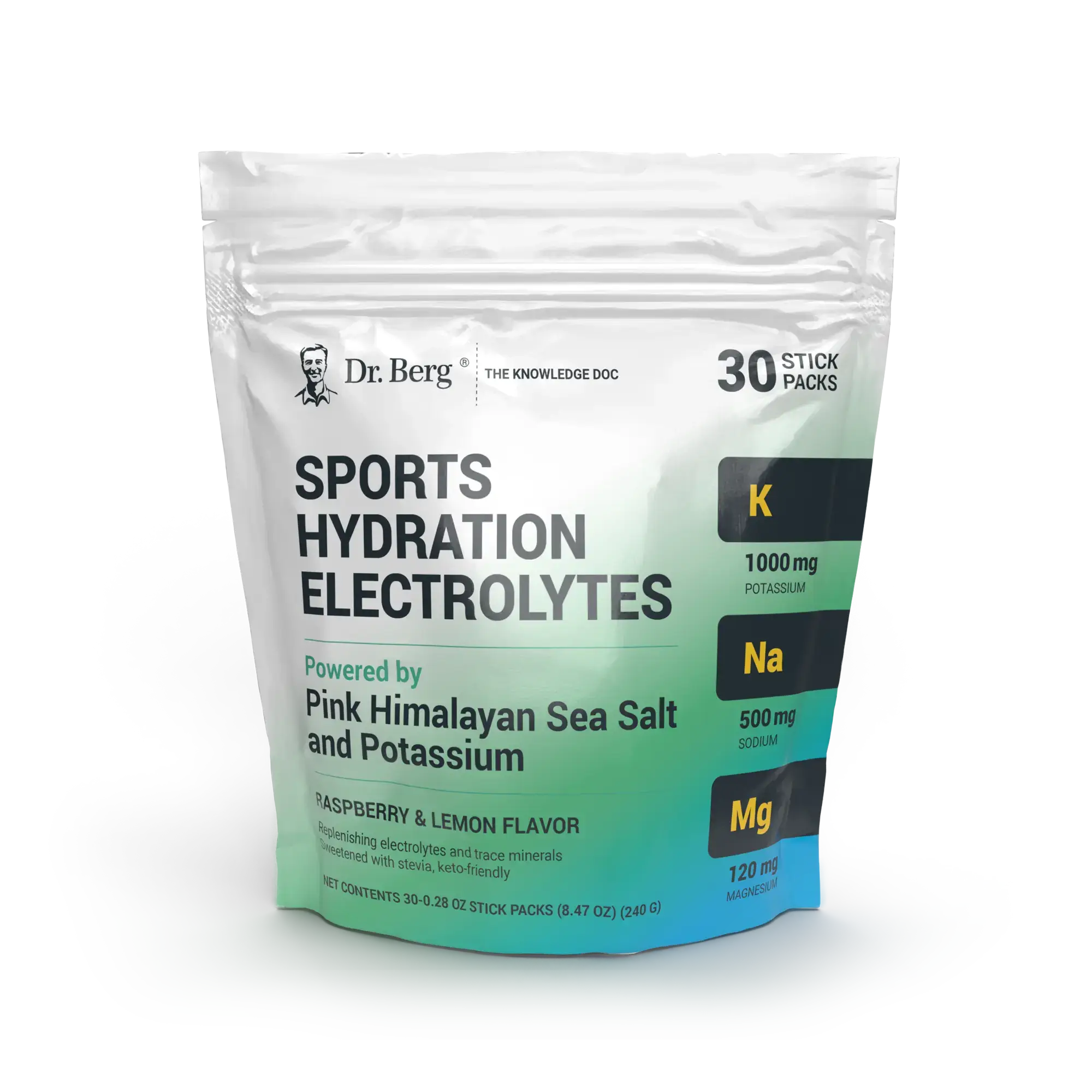 Sports Hydration Electrolytes with Pink Himalayan Sea Salt - Raspberry Lemon - 30 Servings Supplement Dietary Healthcare Fitness