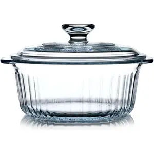 Borosilicate Glass Casserole Dish with Glass Lid, Oven-safe Baking Dish with Lid, 1.6QT Capacity