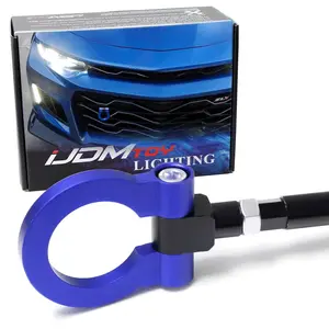 iJDMTOY Blue Track Racing Style Tow Hook Ring For 2016-up Gen6 Chevy Camaro (Pre-LCI), Made of Lightweight Aluminum