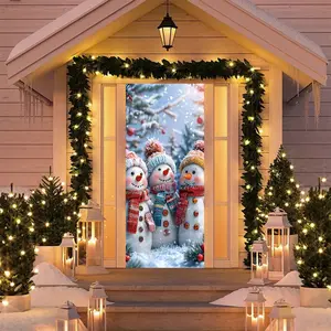 Elastic Room Door Decoration Set, Simple Installation Christmas Door Cover Banner, Happy Holidays Door Hanger for Home Indoor Outdoor Party Decorations, Party Decoration Supplies