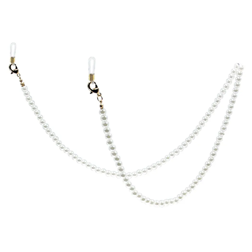 Chic Faux Pearl Glasses Chain for Women, 26-Inch Beaded Eyewear Lanyard, Convertible Mask Holder & Necklace Accessory, Accessories, Face Masks, Glass Beads, Adjustable Lanyard