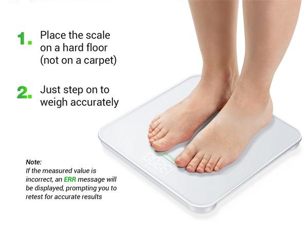 OVUTEK Bathroom Scale for Body Weight, Highly Accurate Digital Weighing Machine for People, Upgraded Batteries Included, Compact Size, LED Display, High Standards Sturdy Tempered Glass, 400lb, White