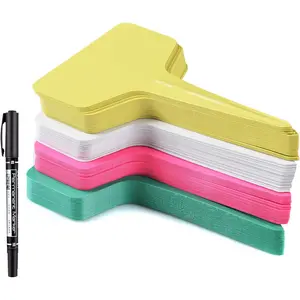 100 count  Labels with a Gel Pen, T-Type   Garden Markers Plastic  Tags, Multicolor, 6 x 10cm