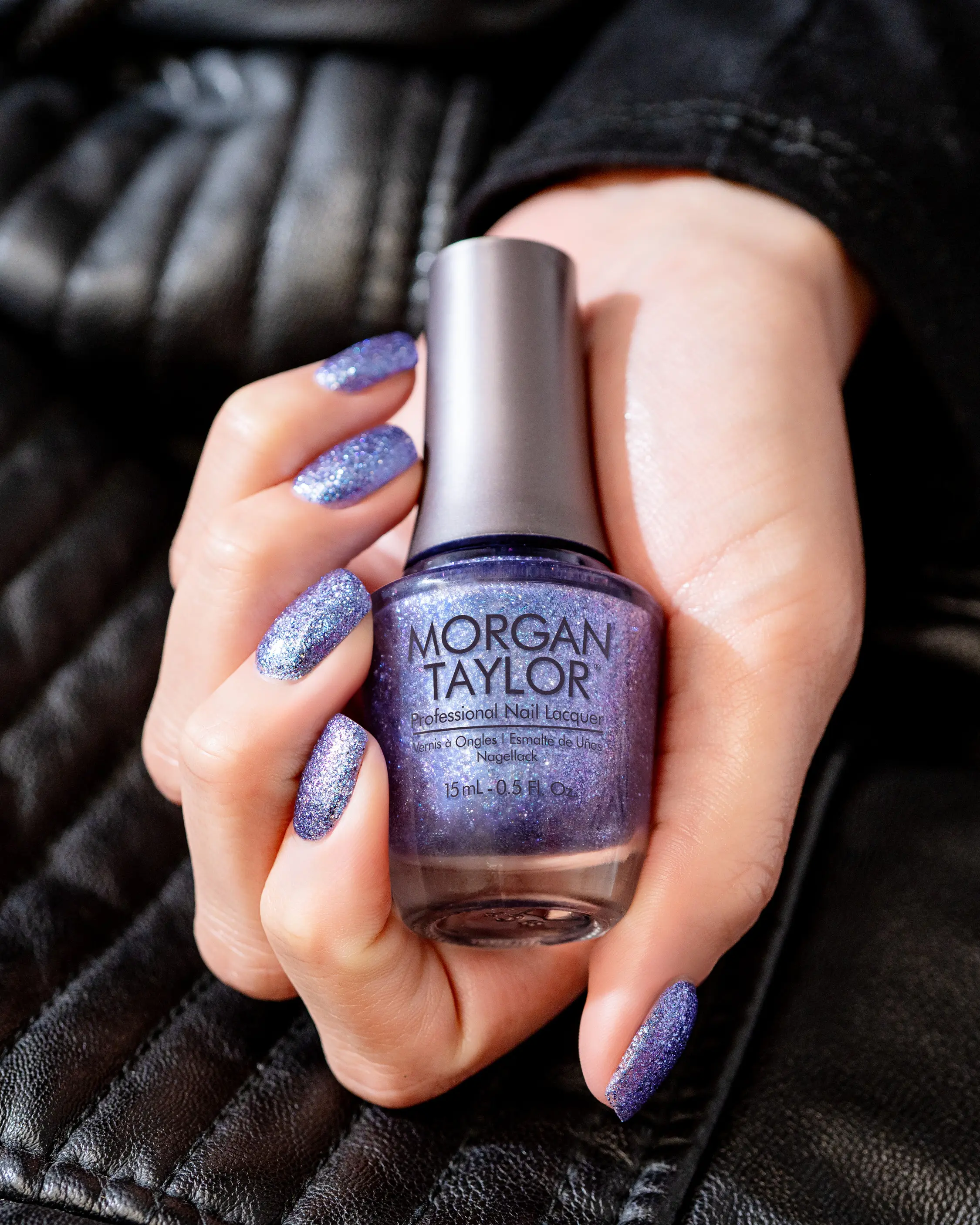 Morgan Taylor Make A Statement - Blue Purple Glitter, Professional Lacquer, Vibrant, Chip-Resistant, Fast-Drying, Long-Lasting, High-Shine, Perfect for Manicures & Pedicure, 15mL.