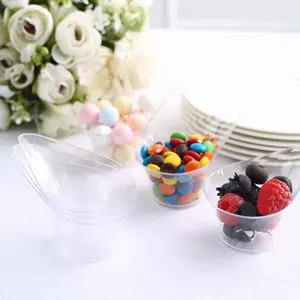 24-Pack Plastic Dessert Cups 3oz Clear with Teardrop Top Design - Disposable Mini Appetizer Snack Bowls for Parties, Catered Events & Buffets
