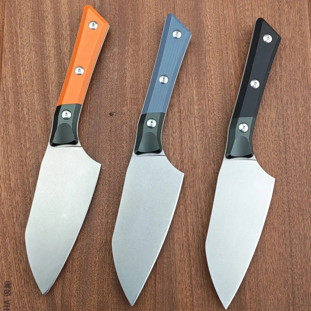 Portable Outdoor Chef Knife Outdoor Kitchen Knives Camping Tool Hiking Cutlery D2 Blade G10 Aluminum Handle Utility Tool Gifts for Cook