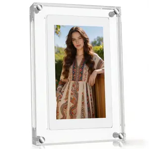 Digital Photo/Video Frame 5/7 Inch Acrylic Glass Vertical Display IPS Screen USB-C Ultra-thin 854x480 Resolution 350 Lumens JPG BMP AVI MP4 720P Support