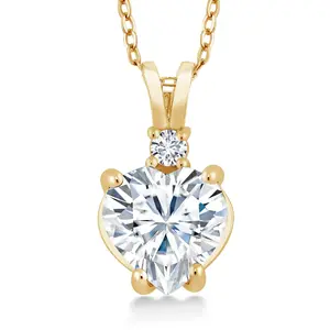 14K Yellow Gold IGI Certified Lab Grown Diamond Heart Pendant Necklace For Women | Heart Shape 2 Ct | E-F Color | VS1-VS2 Clarity | with 18 Inch Chain