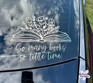 Flowers Decal, Book Decal, Book Lover Decal, Reading Decal, Vinyl Decal, Car Decal, Laptop Decal, Hydroflask Decal, Window Decal