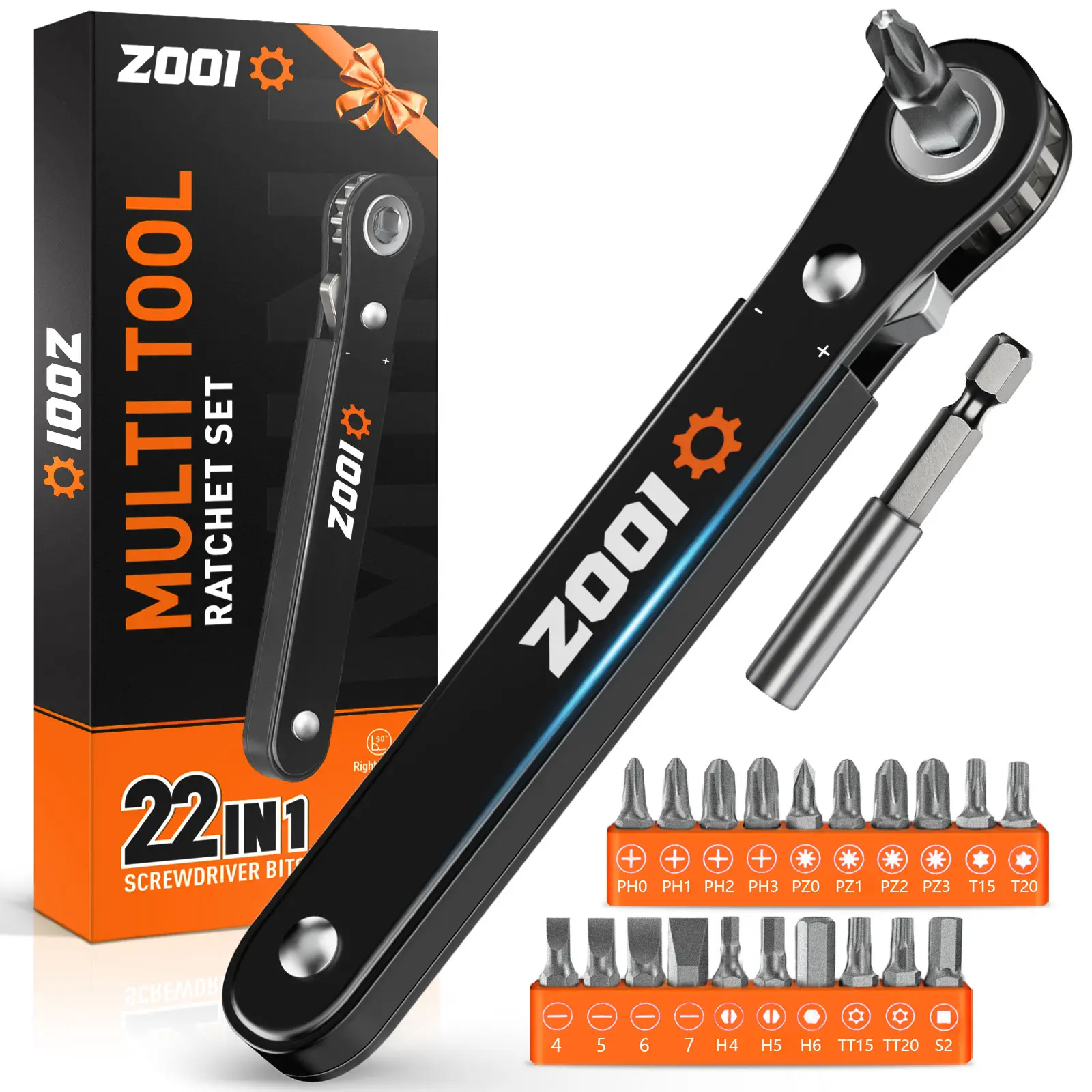 22 in 1 Compact Multifunction Screwdriver, 90 Degree Right Ratchet Screwdriver Set, Ratcheting…