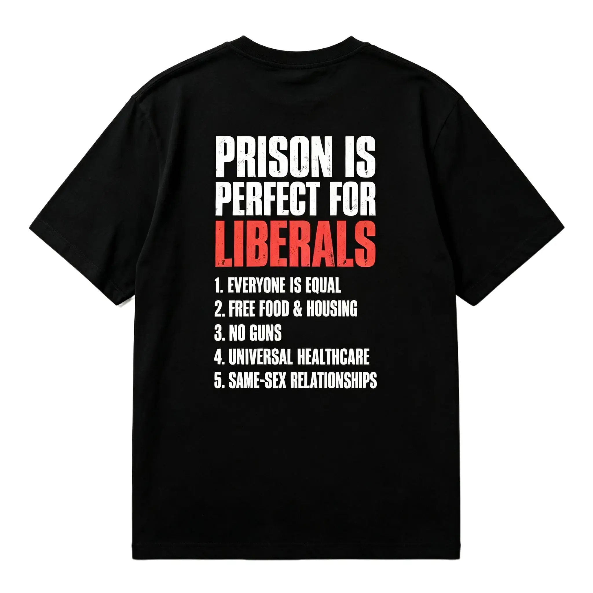 Men’s Classic White Crew Neck Cotton Short Sleeve T-Shirt, Vintage Distressed Text Satirical Political Statement Back Print Tee, Witty Conservative Satire Slogan Graphic Casual Streetwear Top, Lightweight Breathable Summer Crewneck Shirt For Daily Shoppin