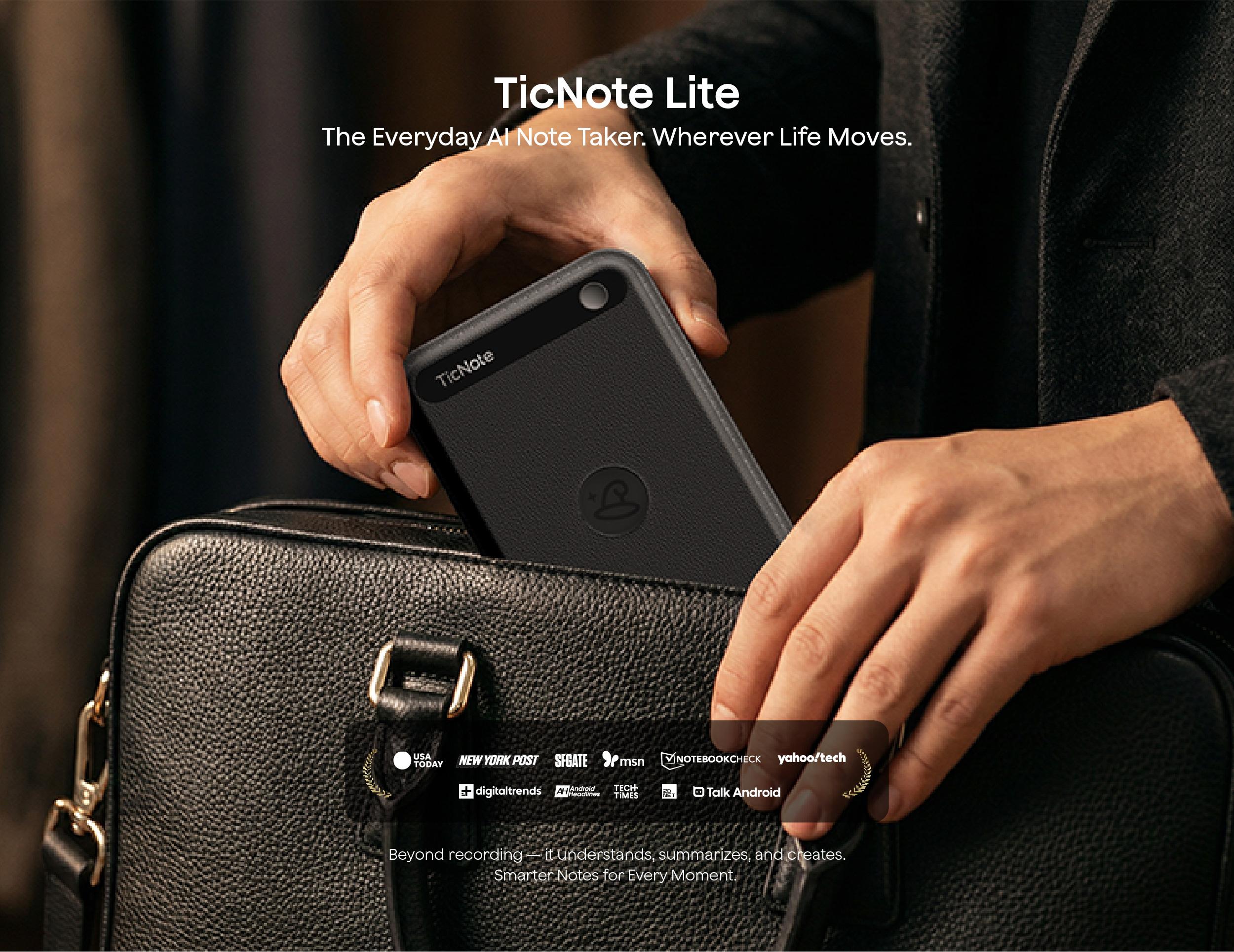 [2026]New Version Mobvoi TicNote Lite AI Voice Recorder, AI Note Taking Device w/Instant Transcribe & Summarize, APP Control, Support 120+ Languages, AI Recorder w/Display for Meeting, Calls,Travels, Remote Work and Immigrantion Situation