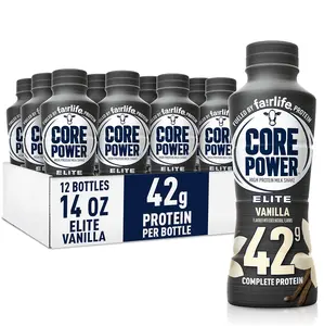 Core Power Elite High Protein Shake, Vanilla, Chocolate, Strawberry 42g Bottle, 14oz, 12 Pack Energy Drink
