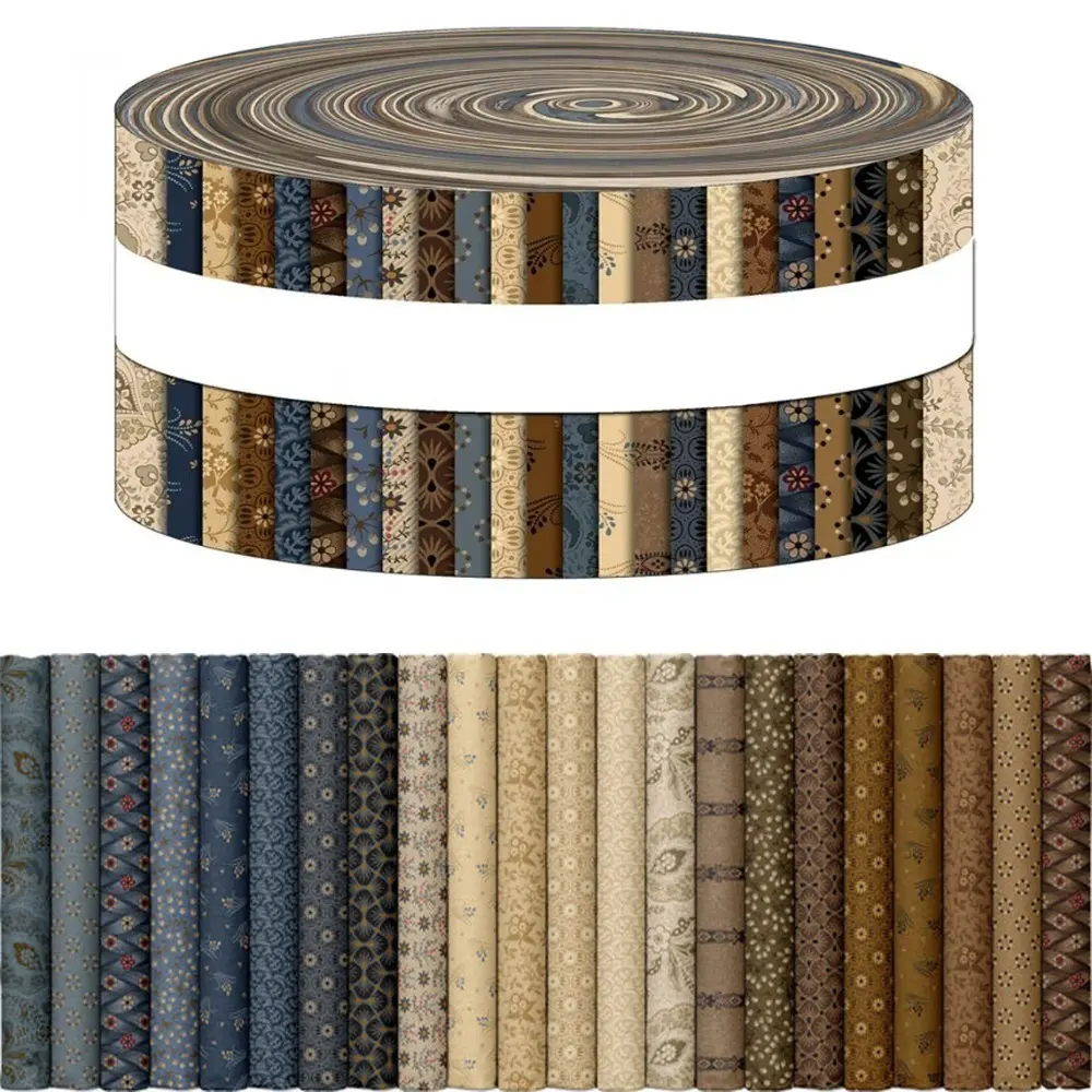 40Pcs Classic Glam Precut Patterned Polyester Textile Strips - Dark Woven Design, 2.5x19.7in Soft Premium Roll Fabric, DIY Sewing Set for Quilting, Crochet Projects