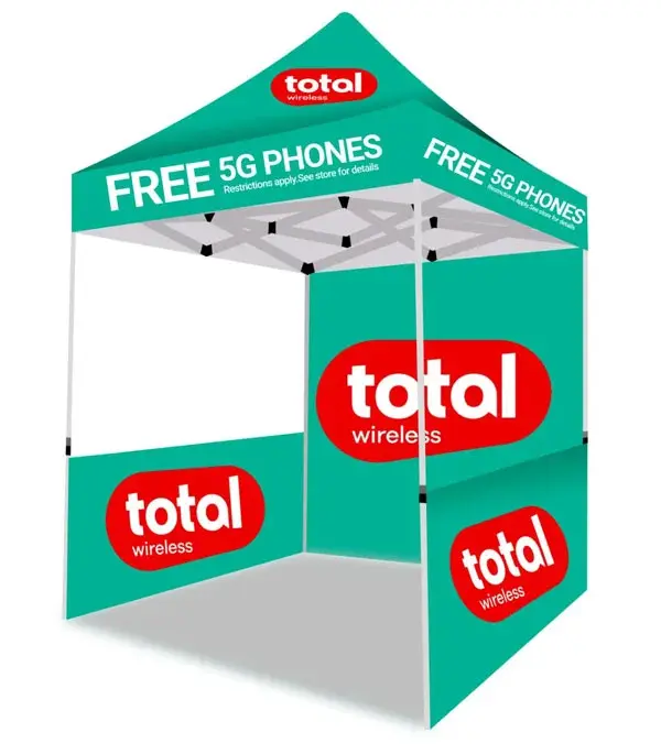5×5 Ft Total Wireless “5G Phone” Advertising Canopy Tent with Back & Side Wall – Compact Outdoor Promotional Tent