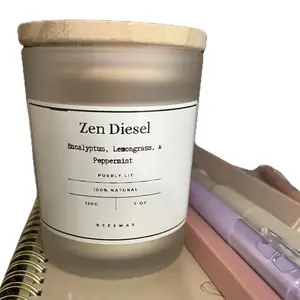 Zen Diesel Candle - 7 oz Candle with Peppermint, Encalyptus, Lemongrass & Pueruly Lit for Decor and Ornaments