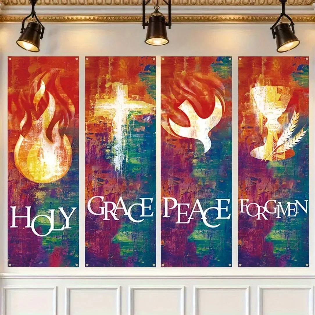 Easter Theme Backdrop Banner, Easter Inspirational Church Banner with Bible Quote, Suitable for Church Sanctuary Walls