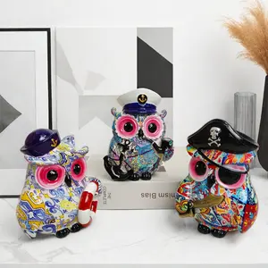 New Product Creative Pirate Owl Ornament Modern Simple Office Study Decoration Resin Craft