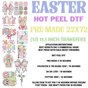 Easter DTF Transfers Hot Peel 22"x72" Gang Sheet