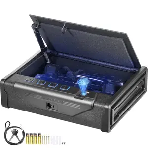 Fathersdaygift VEVOR Gun Safe for Pistols, Biometric Gun Safe with Three Quick Access Ways of Fingerprints, Passwords and Keys, Handgun Safe for 2 Pistols for Home, Bedside, Nightstand, Cardealsforyoudays